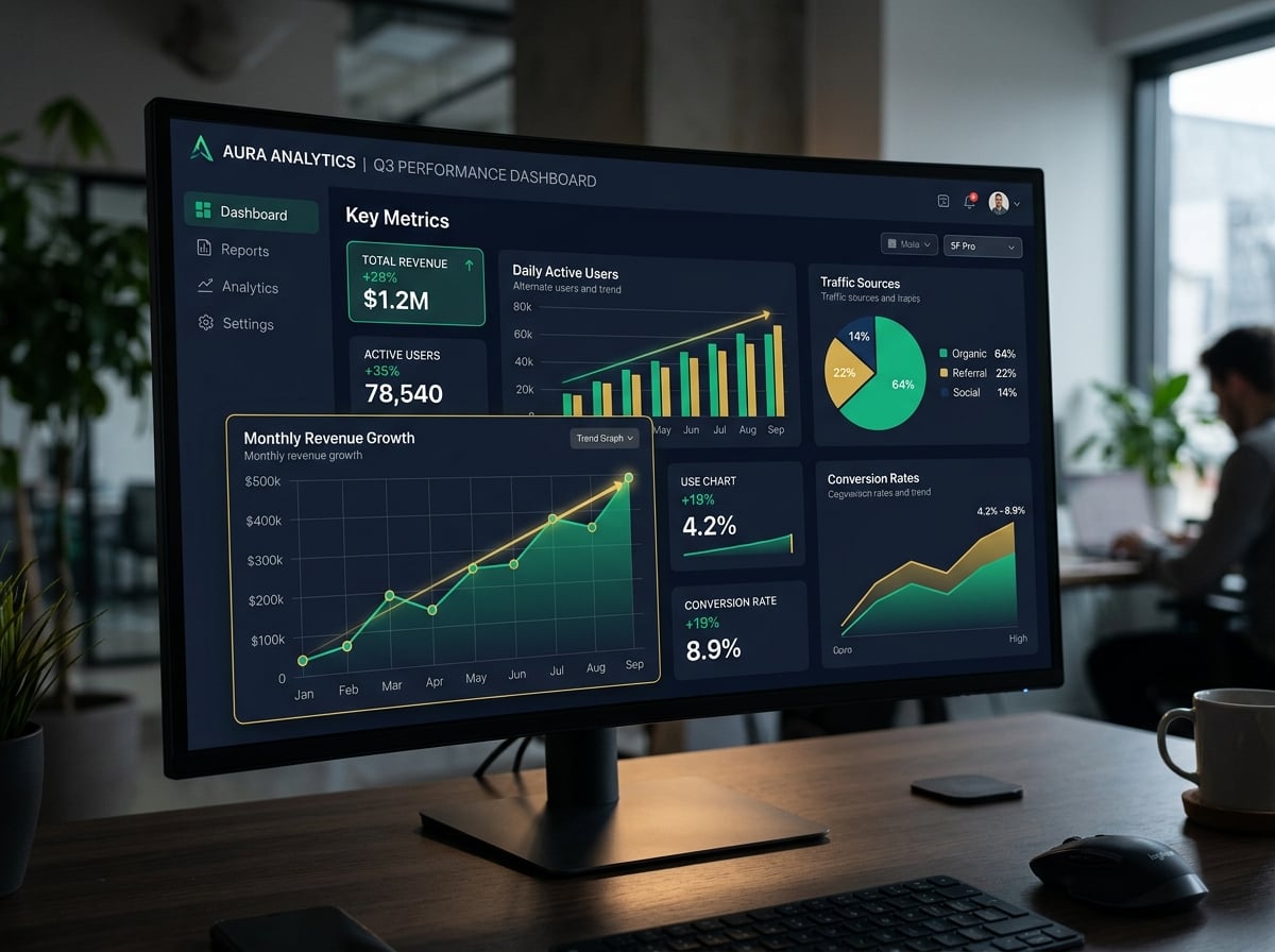 Analytics dashboard with charts and data visualizations