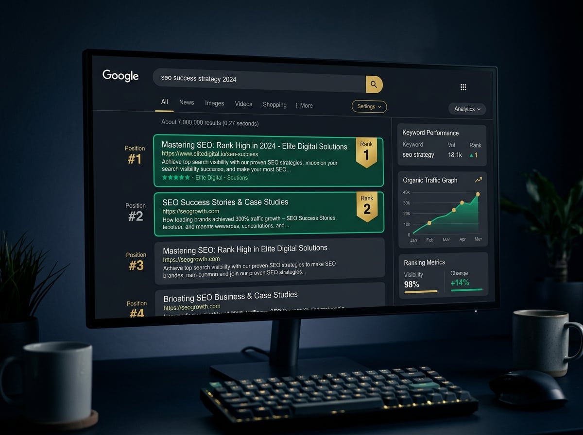 SEO ranking visualization on a display